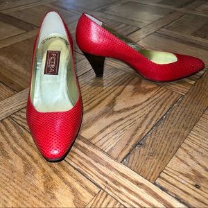 Red Petra Firenze Genuine Reptile Leather Heels
